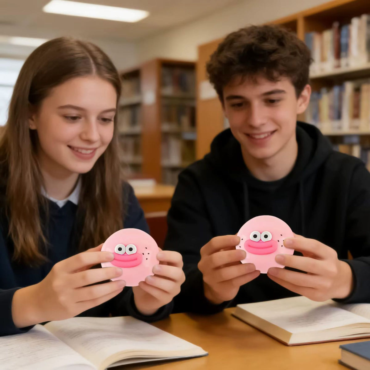 Jucarie Senzoriala Squishy Antistres, Model Gogoasa cu Ochi Mari, Revenire Lenta si Efect Calmant ASMR, Textura Ultra-Densa, Spuma PU si Maltoza, 9 cm, Roz