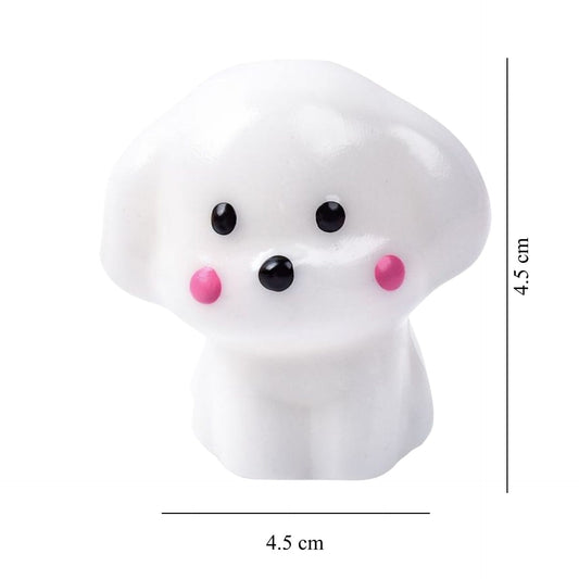 Jucarie Interactiva Antistres Squishy Catelus Kawaii, Silicon Moale TPR cu Revenire Lenta, Textura Soft-Touch, 4.5 x 4.5 cm, Alb/Roz