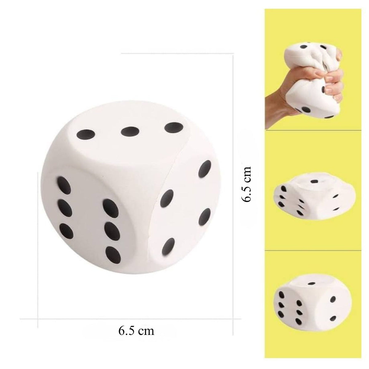 Jucarie Antistres Squishy Zar Gigant, Model Jumbo Slow Rising cu Revenire Lenta, Spuma Eco Premium Non-Toxica, Alb/Negru, 6.5 x 6.5 cm