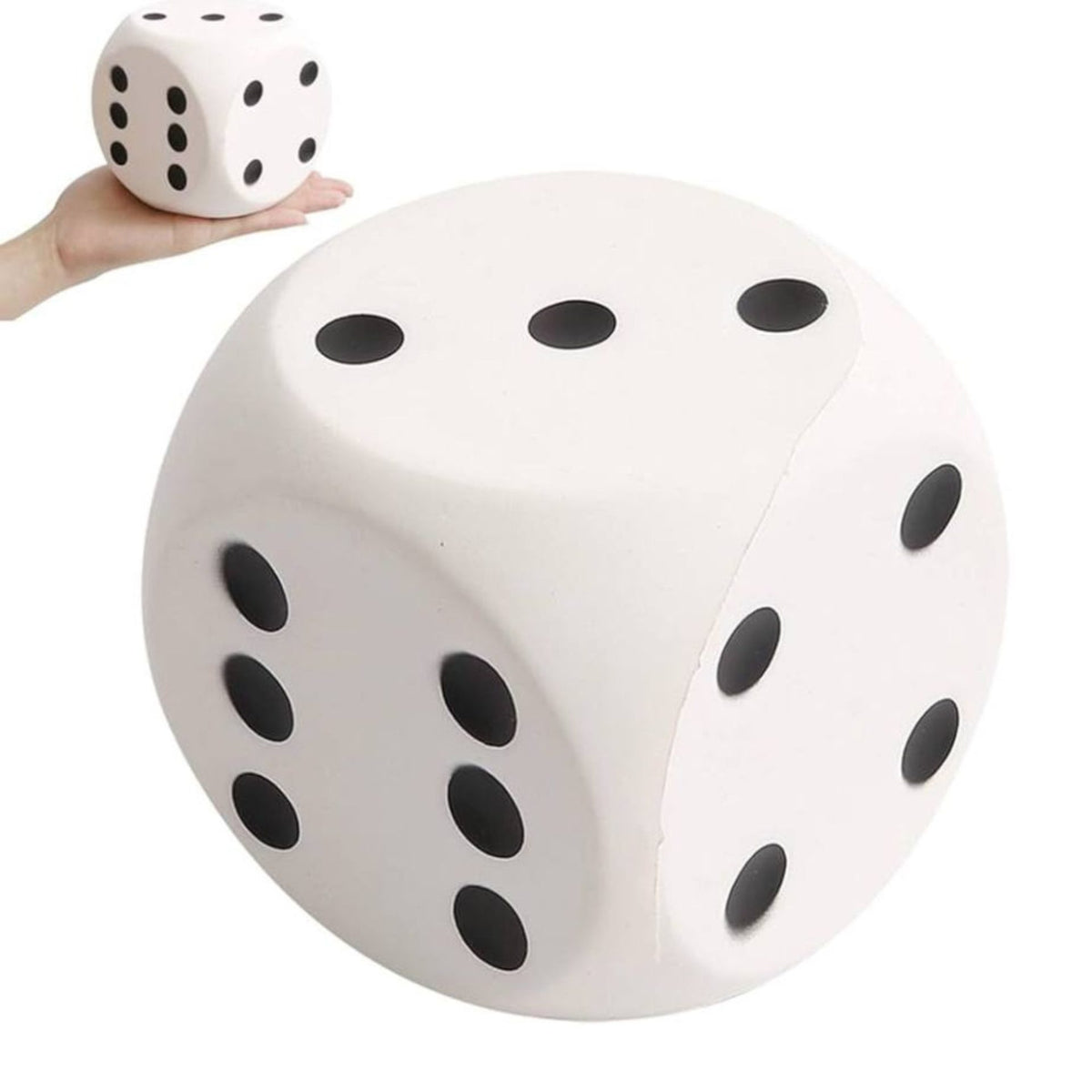 Jucarie Antistres Squishy Zar Gigant, Model Jumbo Slow Rising cu Revenire Lenta, Spuma Eco Premium Non-Toxica, Alb/Negru, 6.5 x 6.5 cm