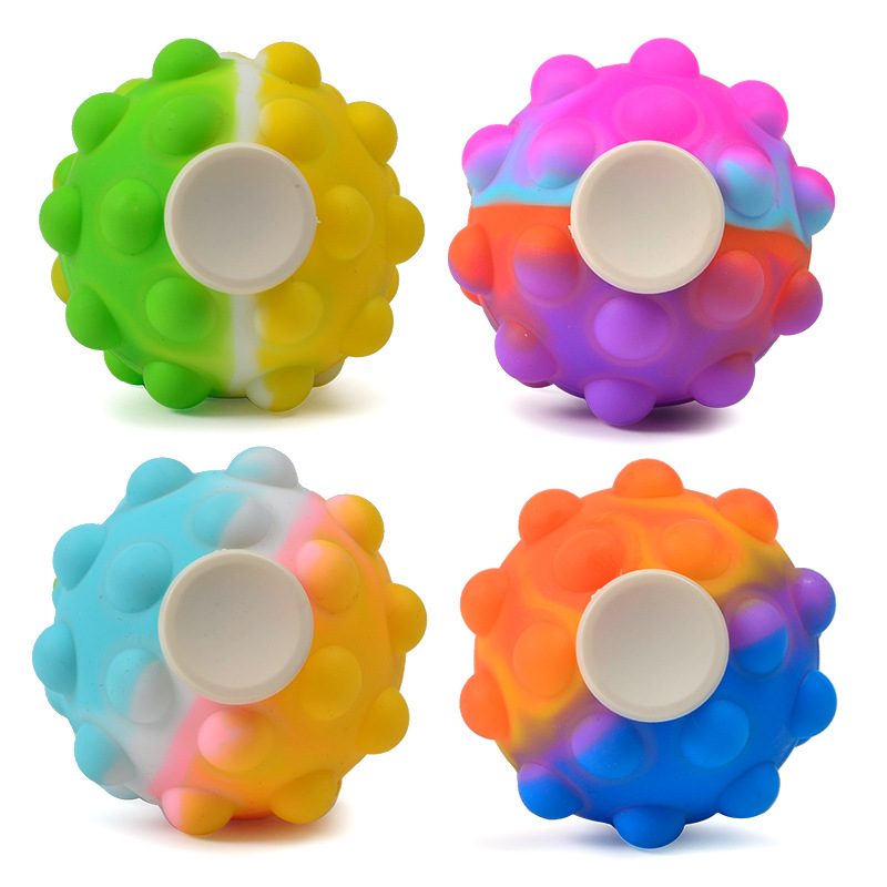 Jucarie Antistres Fidget Spinner Pop It 3D, Minge Senzoriala Rotativa, Plastic si Silicon, 6 cm, Roz Multicolor