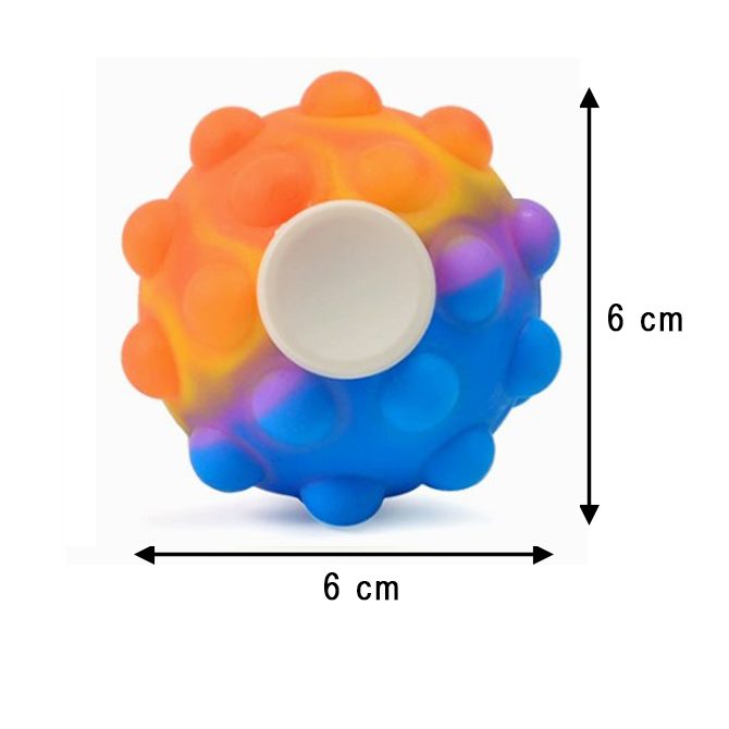 Fidget Spinner Pop It 3D, Minge Senzoriala Anti-stres, Jucarie Rotativa pentru Copii si Adulti, Plastic si Silicon, 6 cm, Multicolor cu Portocaliu