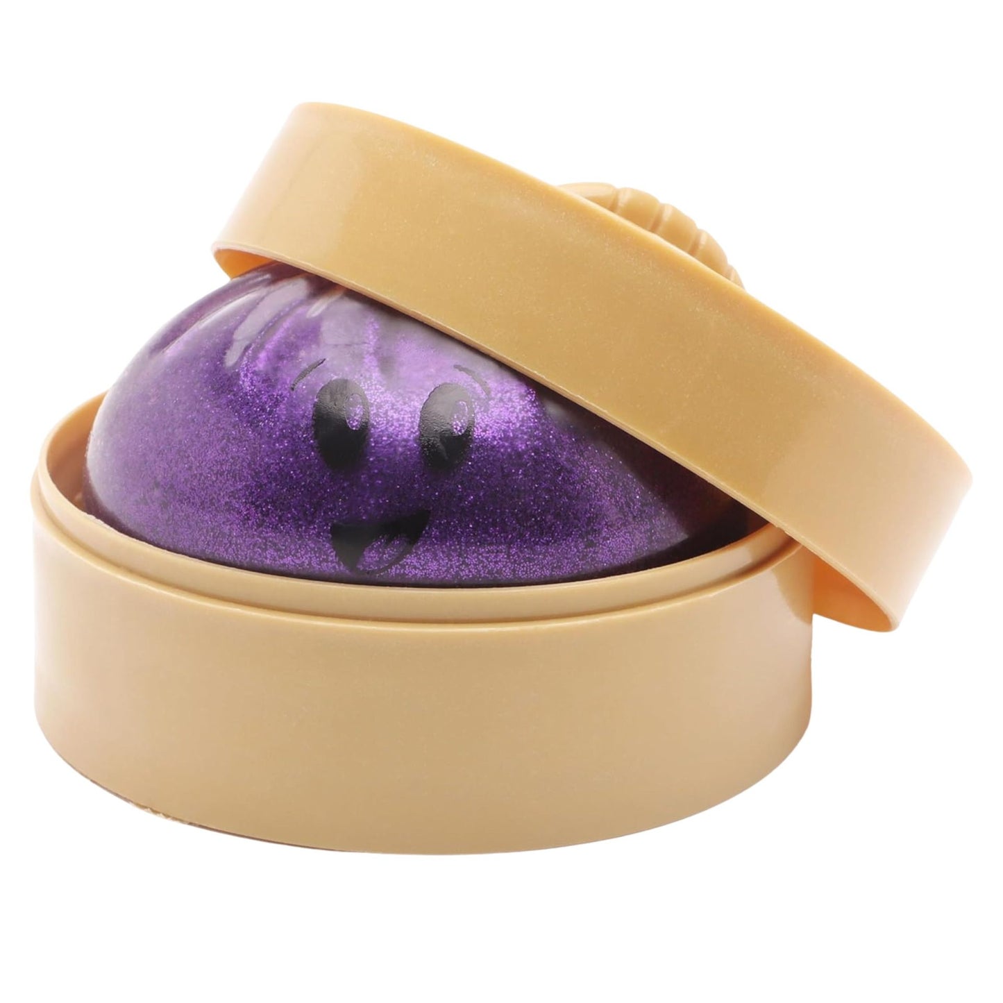 Jucarie Antistres Squishy Gigant, Model Emoji Dumpling cu Sclipici, Jucarie Senzoriala cu Revenire Lenta, Material Elastic Moale, 10 x 10 cm, Mov Violet
