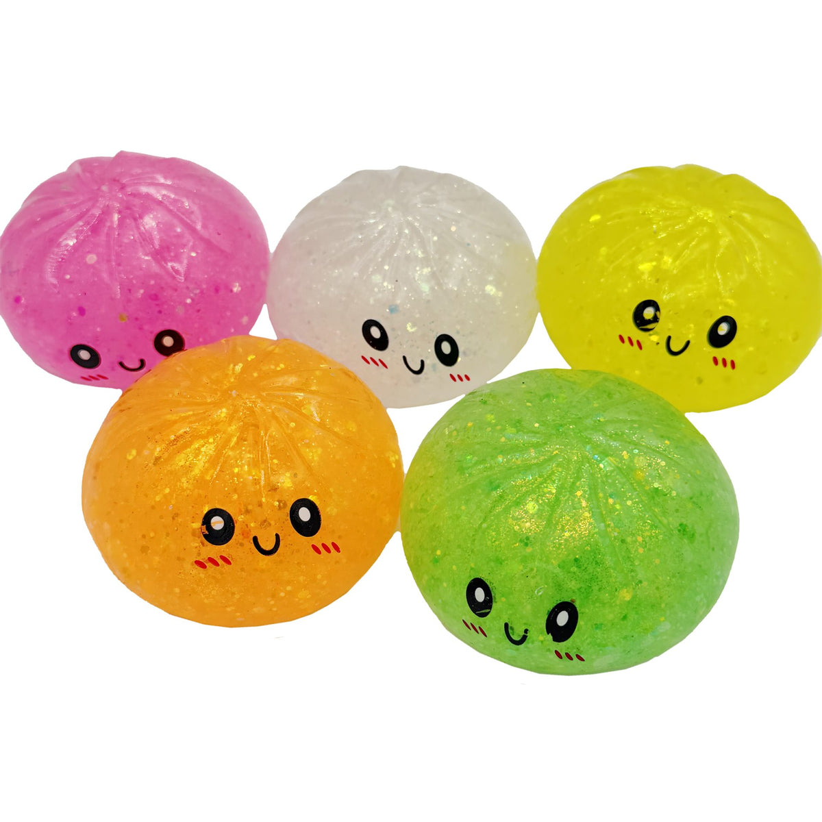 Jucarie Squishy Antistres Jumbo, Model Fata Zambitoare Sclipici, Termoplastic, 8.5 x 8.5 cm, Culoare Mix Surpriza