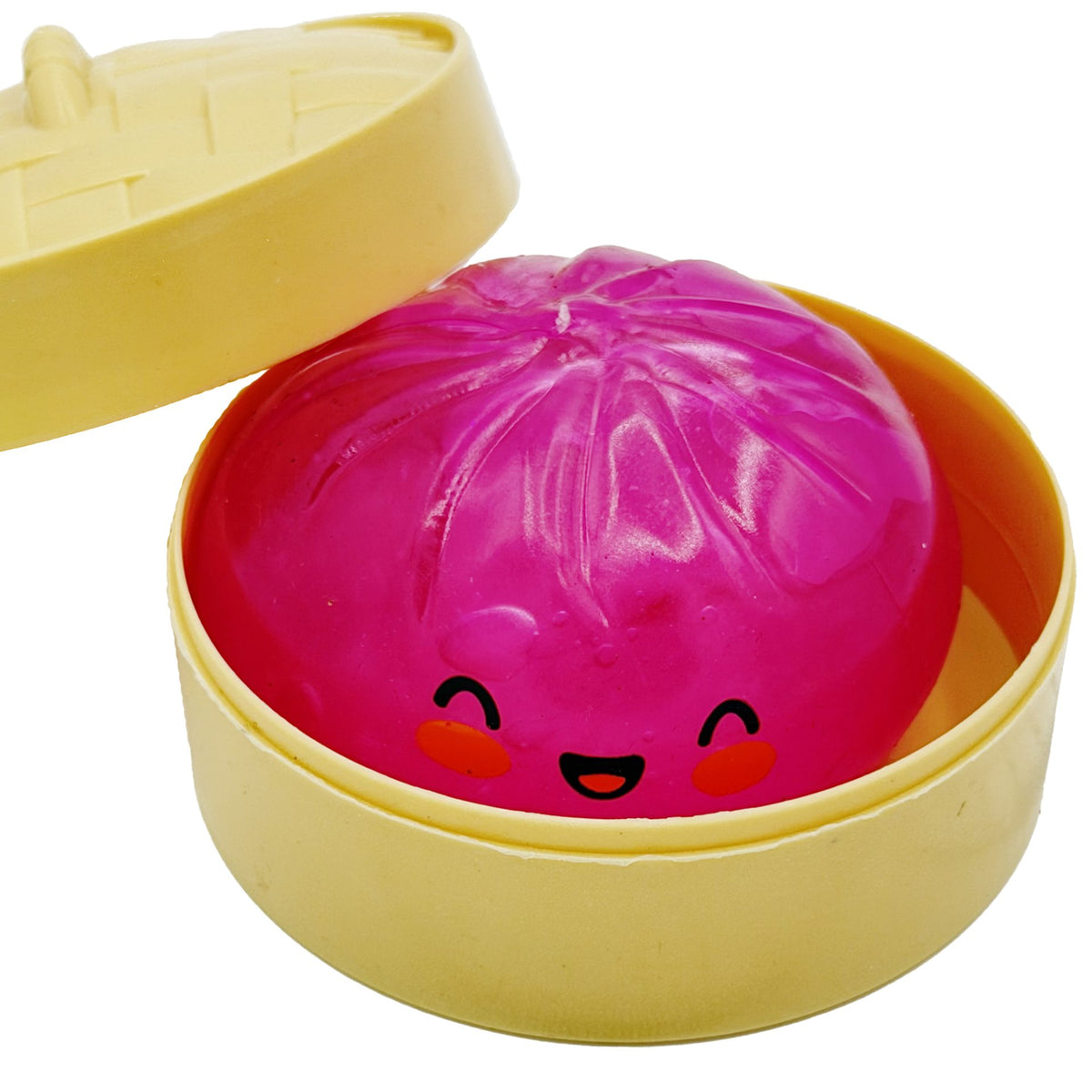 Jucarie Squishy Antistres, Model Dumpling Cu Fata Zambitoare Fosforescenta, Termoplastic, 8.5 x 8.5 cm, Culoare Mix Surpriza