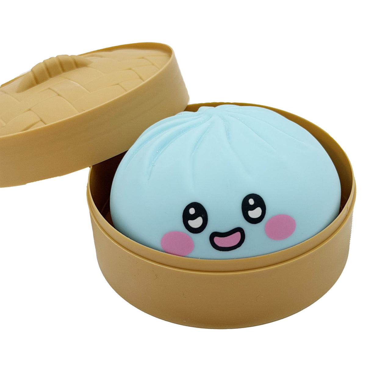 Jucarie Squishy Antistres, Model Dumpling cu Fata Zambitoare, Termoplastic, 5 x 5 cm, Culoare Mix Surpriza