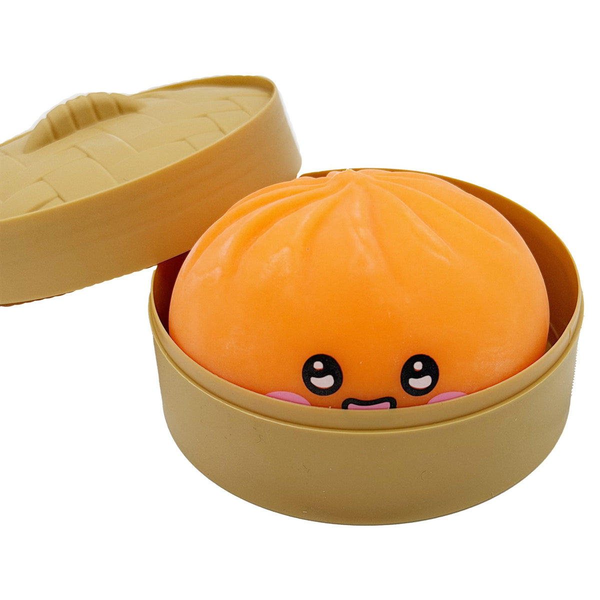 Jucarie Squishy Antistres, Model Dumpling cu Fata Zambitoare, Termoplastic, 5 x 5 cm, Culoare Mix Surpriza