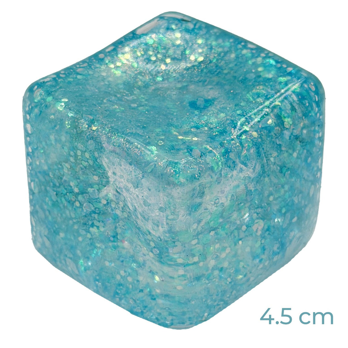 Jucarie Squishy Antistres, Model Ice Cube cu Sclipici, Termoplastic Elastic, 4.5x4.5 cm, Culoare Mix Surpriza