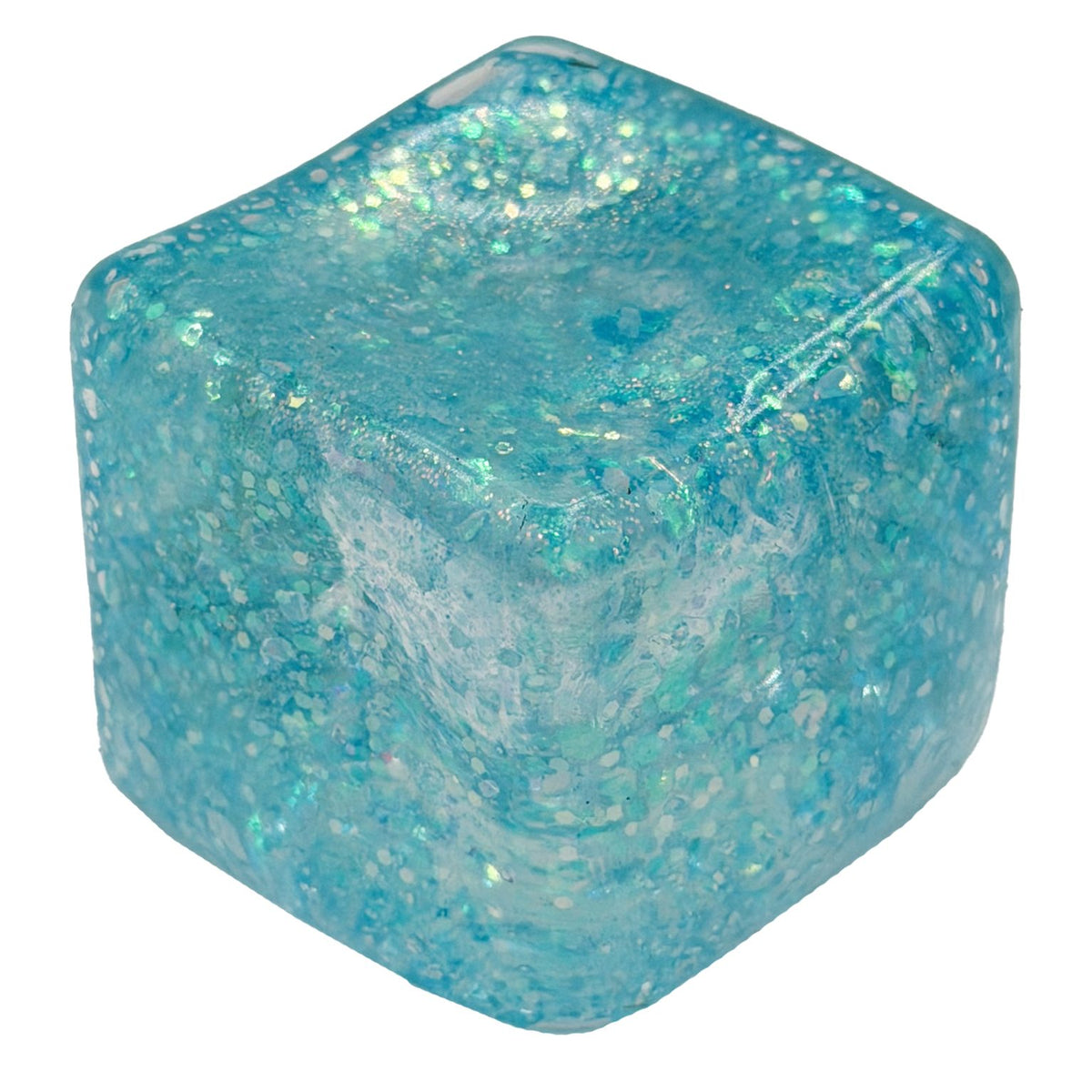 Jucarie Squishy Antistres, Model Ice Cube cu Sclipici, Termoplastic Elastic, 4.5x4.5 cm, Culoare Mix Surpriza
