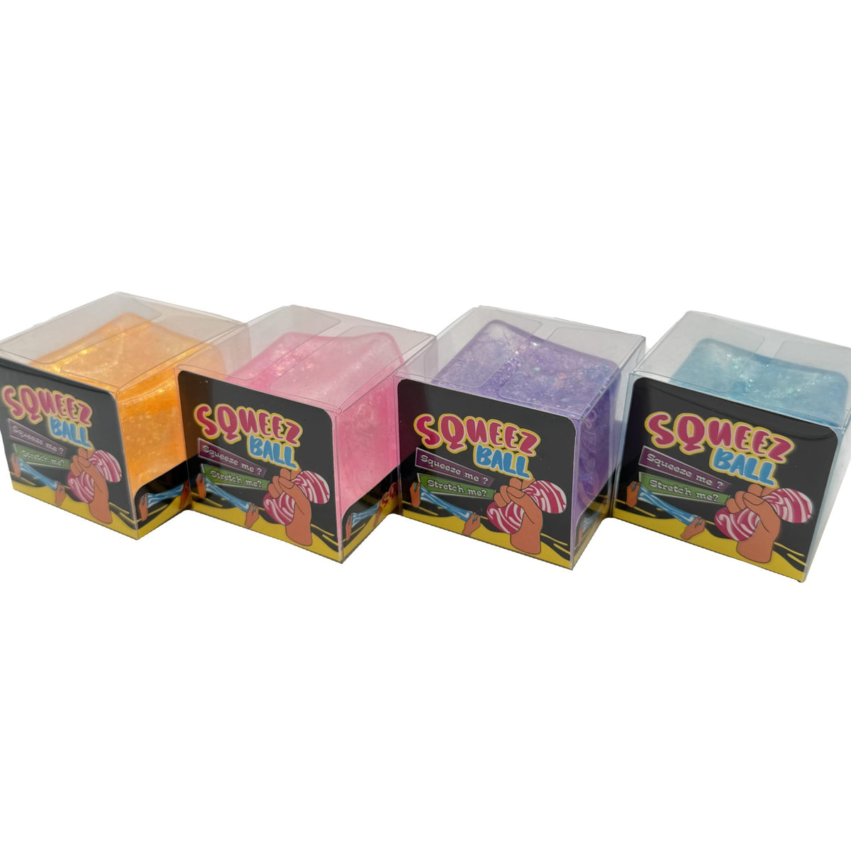 Jucarie Squishy Antistres, Model Ice Cube cu Sclipici, Termoplastic Elastic, 4.5x4.5 cm, Culoare Mix Surpriza