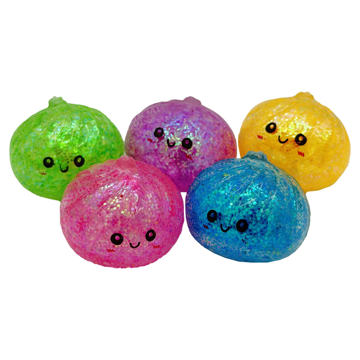 Squishy Dumpling Antistres, Fata Zambitoare cu Sclipici si Bile de Hidrogen, Revenire Lenta, Termoplastic, 5.5 x 5.5 x 5.5 cm, Culoare Mix