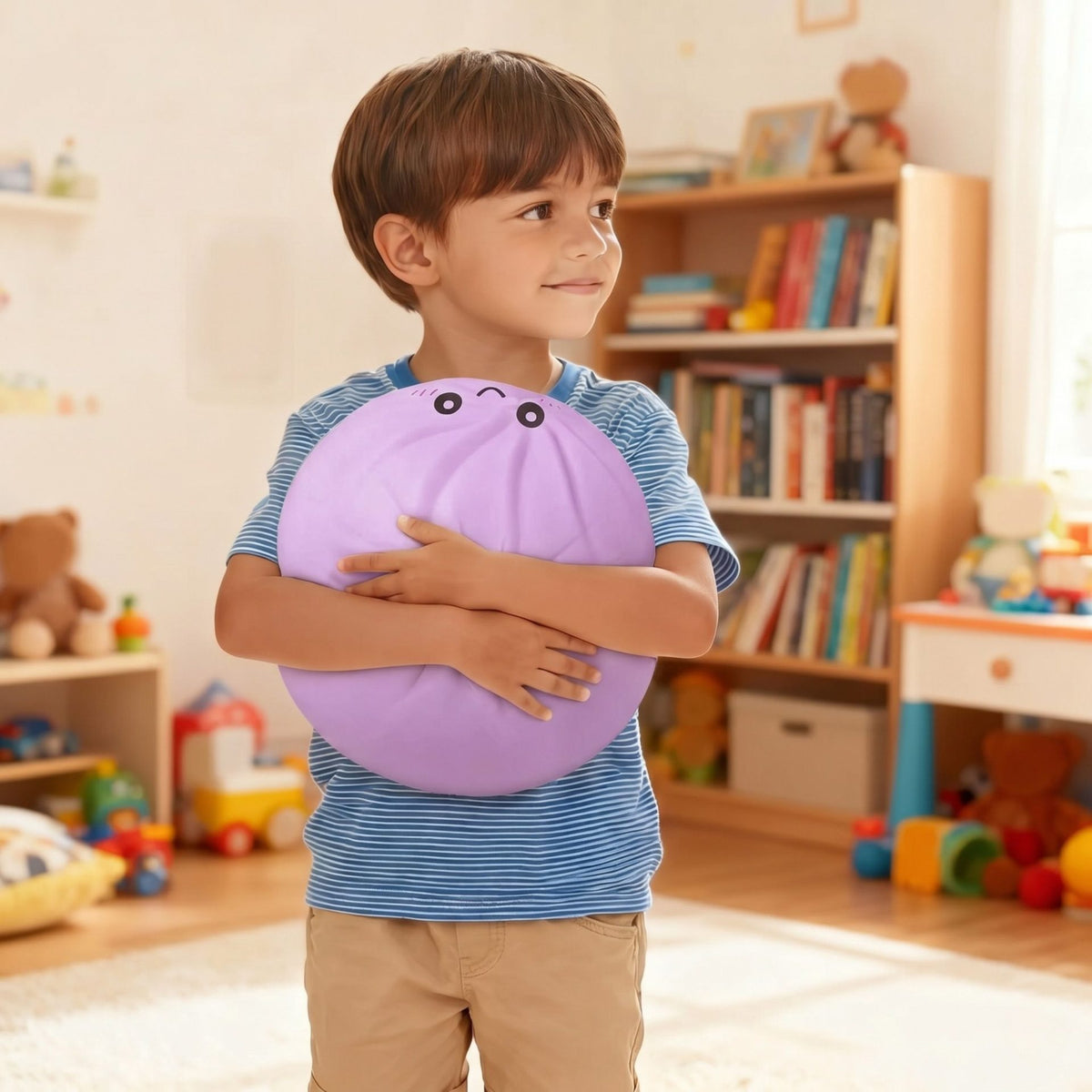 Jucarie Antistres Squishy Dumpling, Galusca Gigant Slow-Rise, Spuma Poliuretanica, 25 cm, 1000 g, Mov
