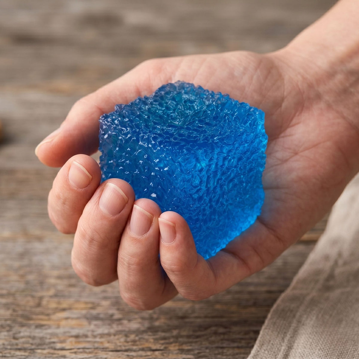 Jucarie Squishy Cub Fidget 3D, Antistres Senzorial Cu Revenire, TPR Elastic, 5 cm, 140 g, Albastru Frosted