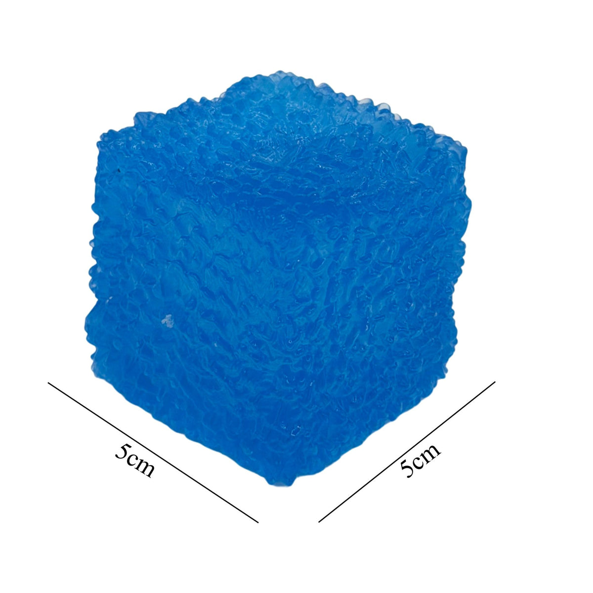 Jucarie Squishy Cub Fidget 3D, Antistres Senzorial Cu Revenire, TPR Elastic, 5 cm, 140 g, Albastru Frosted