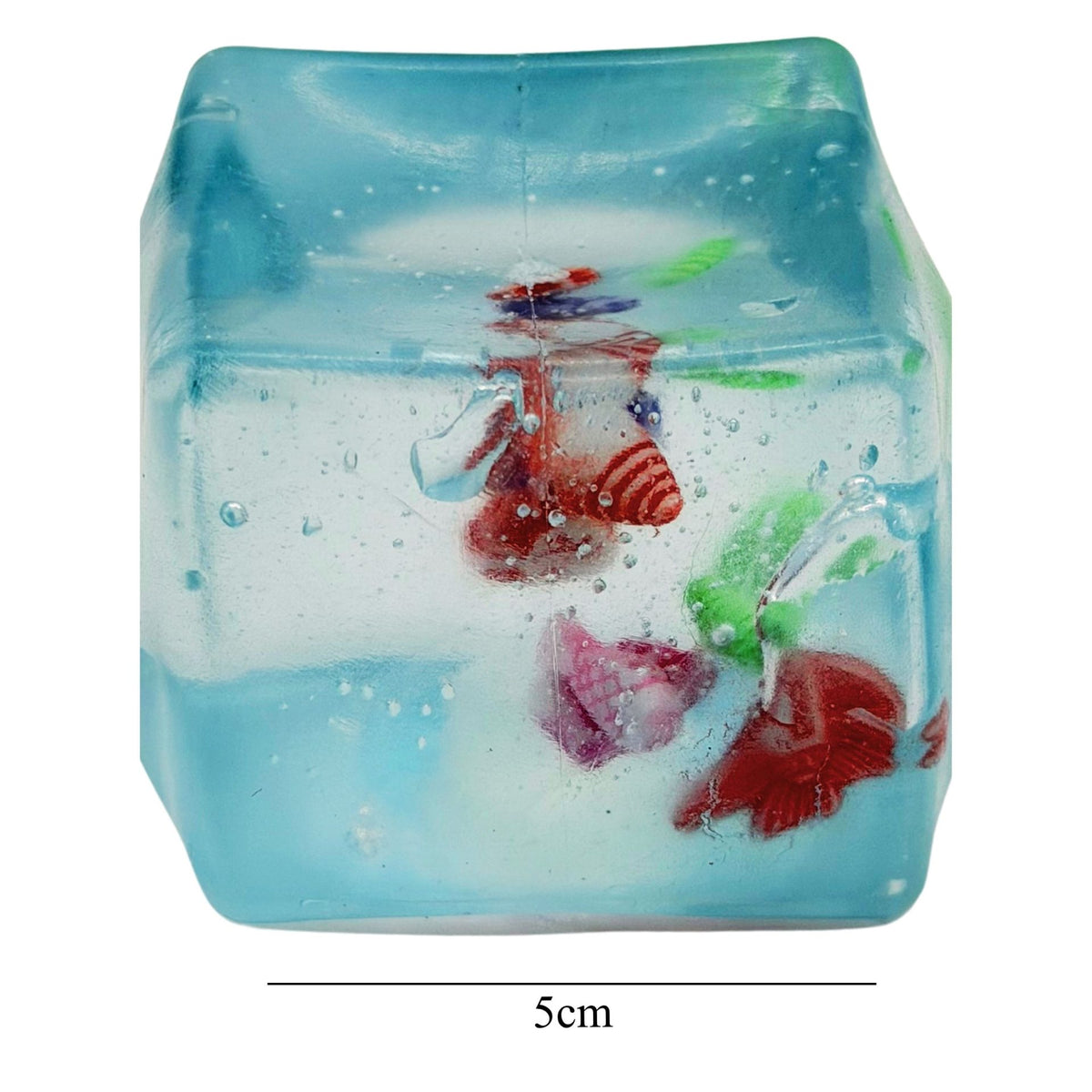 Jucarie Squishy Cub Fidget 3D, Antistres Senzorial cu Scoici, Silicon Inalta Densitate, 5 cm, Albastru