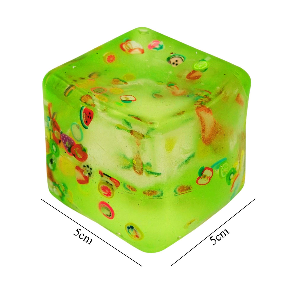 Jucarie Squishy Cub Fidget 3D, Antistres Senzorial Super Solid, Silicon Dens, Model Fructe de Vara, 5 cm, Verde
