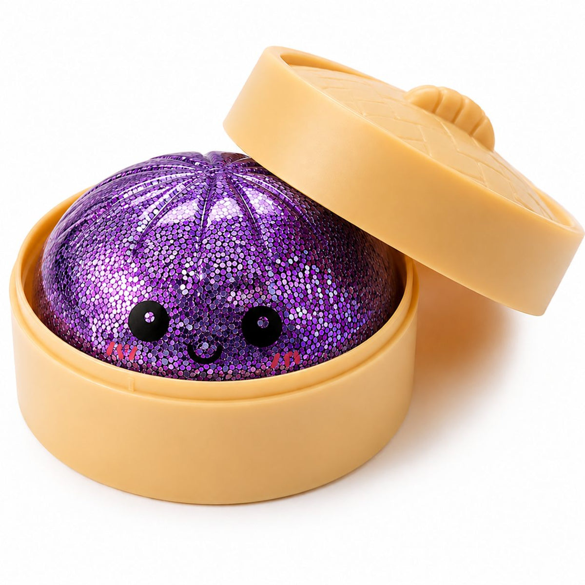 Jucarie Squishy Dumpling Antistres, Revenire Lenta cu Sclipici si Bile de Hidrogel, Termoplastic, 8.5 cm, Culoare Surpriza