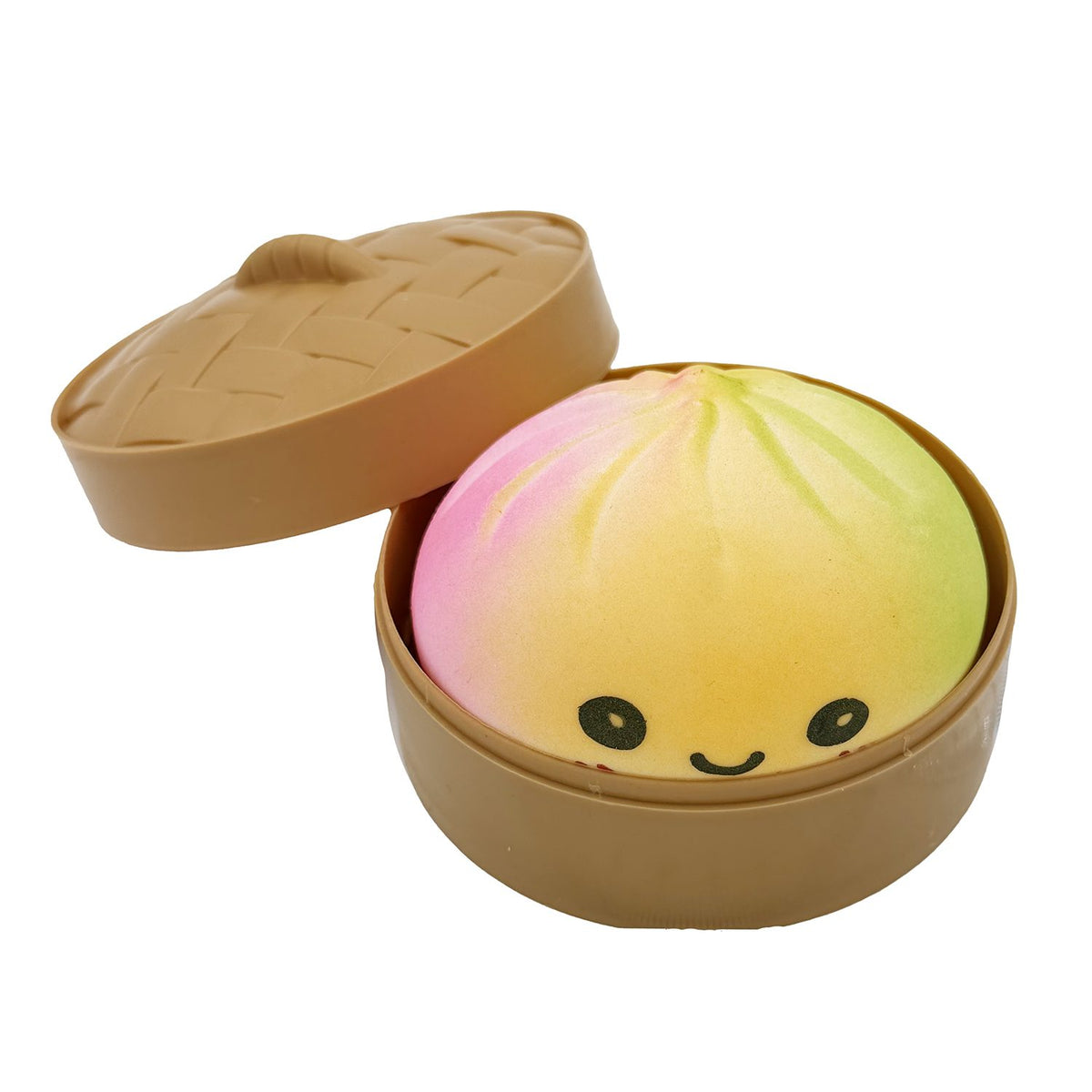 Jucarie Squishy Antistres, Model Dumpling Fata Zambitoare Curcubeu, Termoplastic, 8.5x5.5 cm, Culori Mix Surpriza