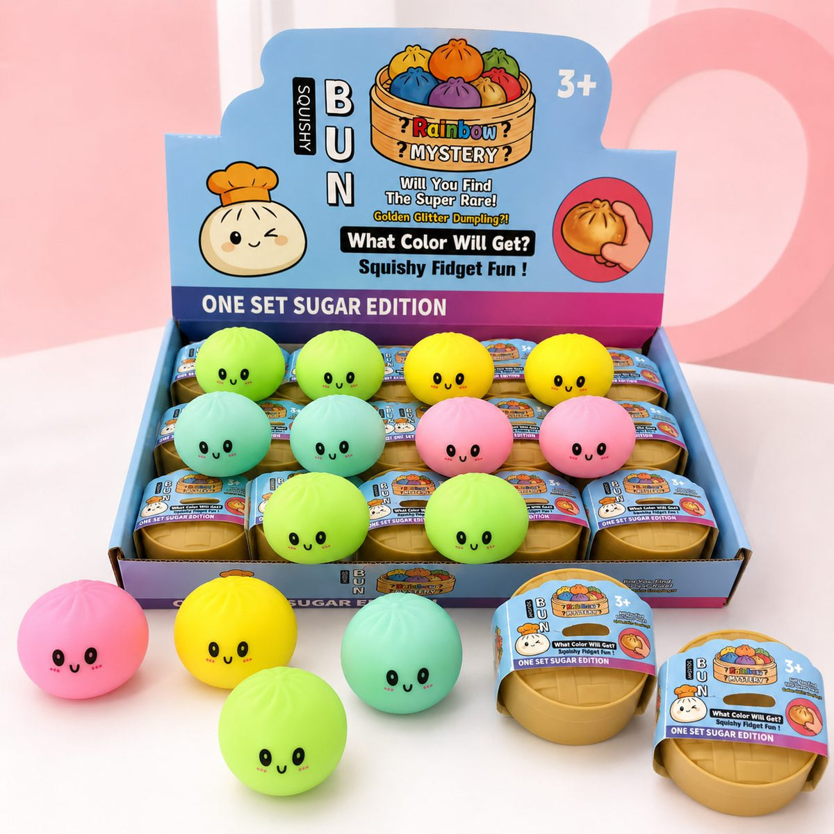 NeeDoh Jucarie Squishy Antistres, Design Kawaii Fata Zambitoare, Silicon, 5.5 cm, Mix Culori