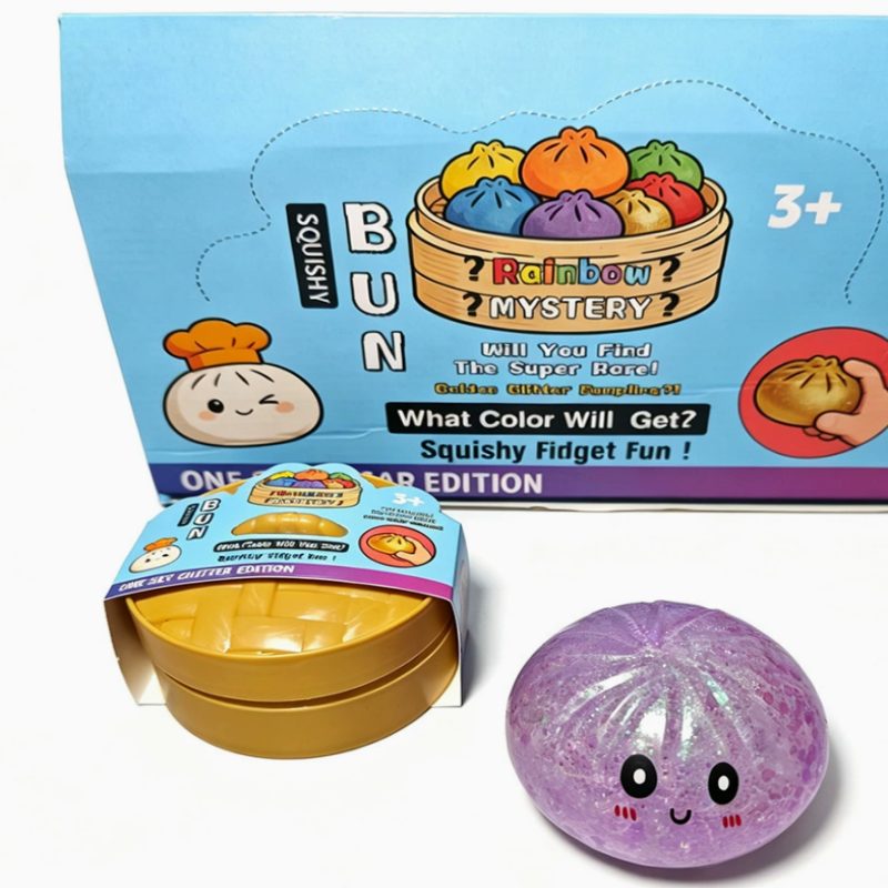 Mishos Jucarie Squishy Antistres Dumpling, Revenire Lenta cu Sclipici, Silicon, 16x16 cm, Culori Diverse