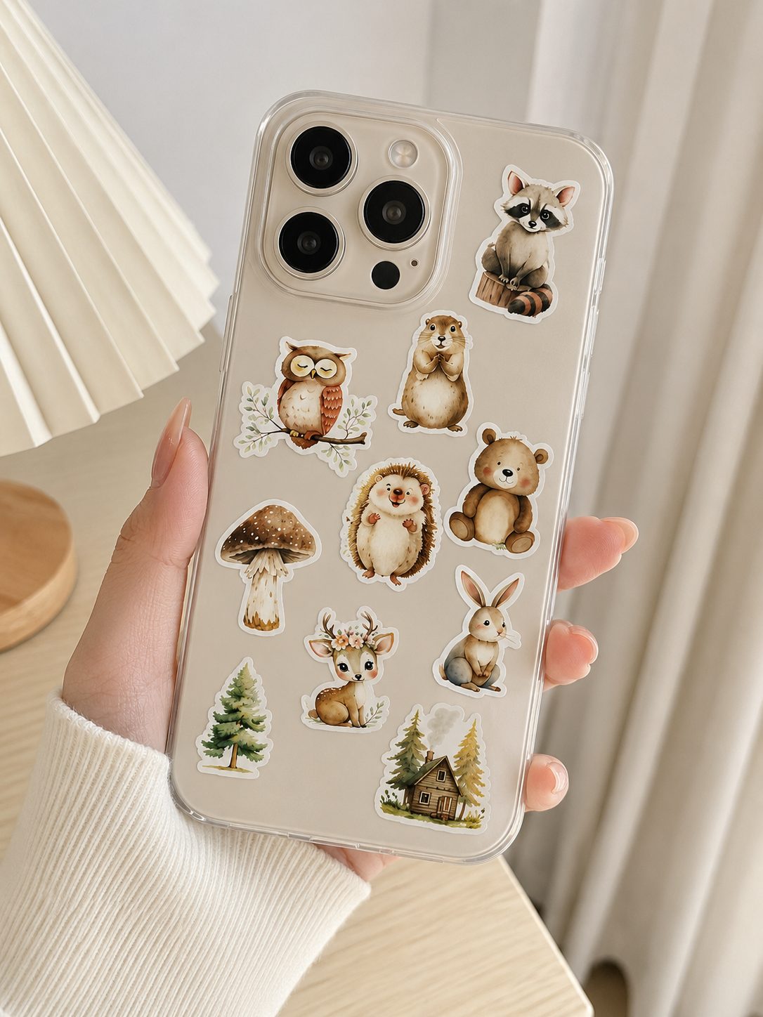 Rola Stickere Decorative, Animale De Padure Stil Acuarela, Hartie Autoadeziva, 500 Bucati, 10 Modele, Multicolor, Latime 3 cm