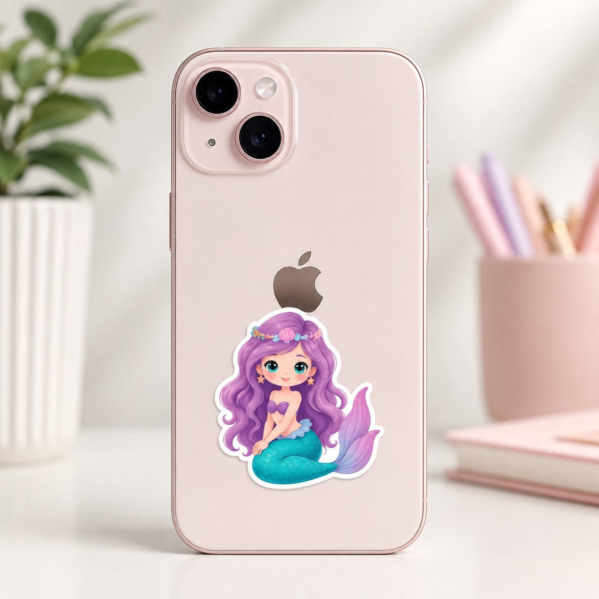 Set Stickere Sirene și Creaturi Marine, Design Cartoon Kawaii, Hârtie Autoadezivă, 50 Bucăți, Multicolor, 4.6 x 4.7 cm