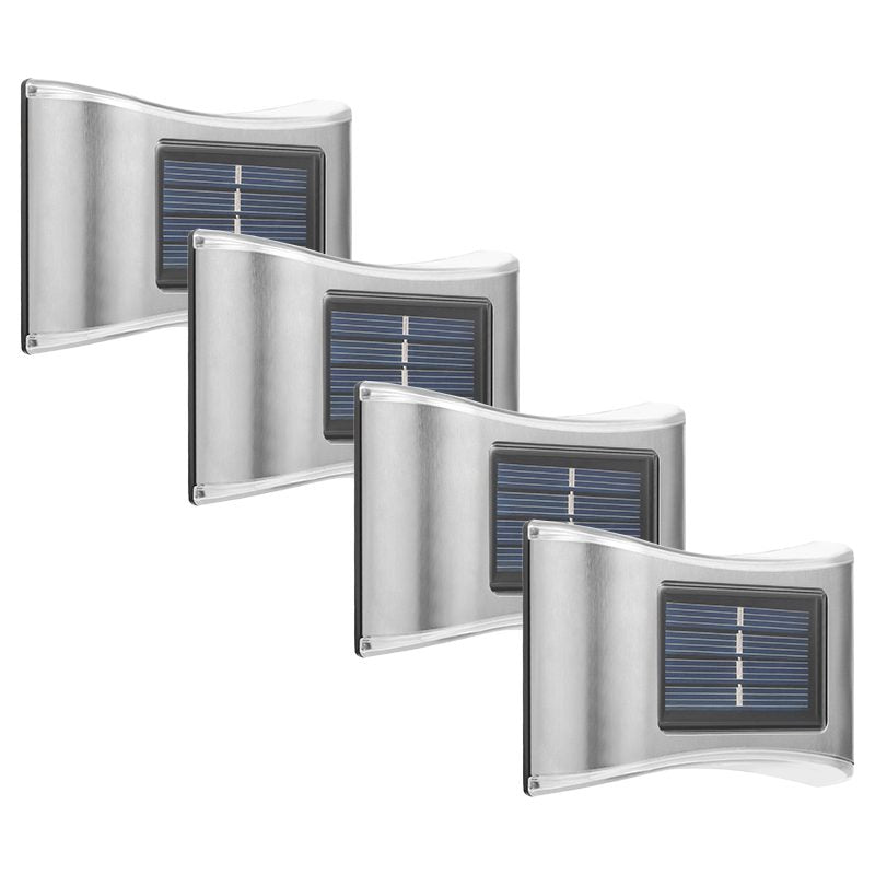 Set 4 Aplici Solare LED pentru Gradina, Lampi Exterioare cu Senzor de Lumina, Protectie IP65, ABS si Policarbonat, 10 x 6.5 cm, Lumina Multicolora, Gri