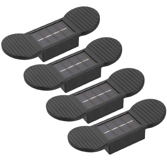 Aplica Solara LED de Perete si Scari, Senzor Lumina, Rezistenta la Apa IP65, ABS si Policarbonat, 16 x 5.9 x 3.3 cm, Lumina Alb Calda, Negru, Set 4 Bucati
