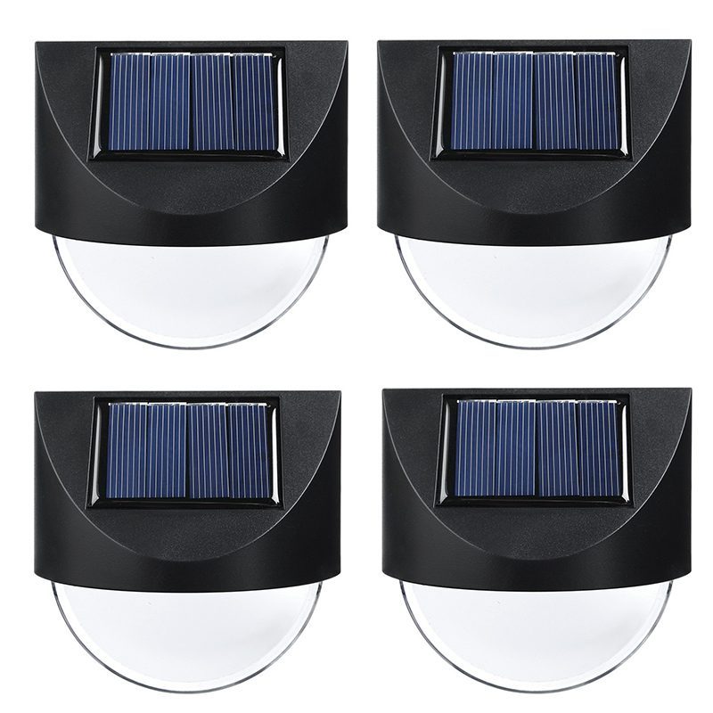 Set 4 Aplice Solare LED pentru Gradina si Terasa, Rezistente la Apa IP65, Senzor Lumina, ABS si Policarbonat, 8.8 x 8.5 cm, Lumina Alb Cald, Negru