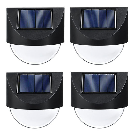 Set 4 Aplice Solare LED pentru Gradina si Terasa, Rezistente la Apa IP65, Senzor Lumina, ABS si Policarbonat, 8.8 x 8.5 cm, Lumina Alb Cald, Negru
