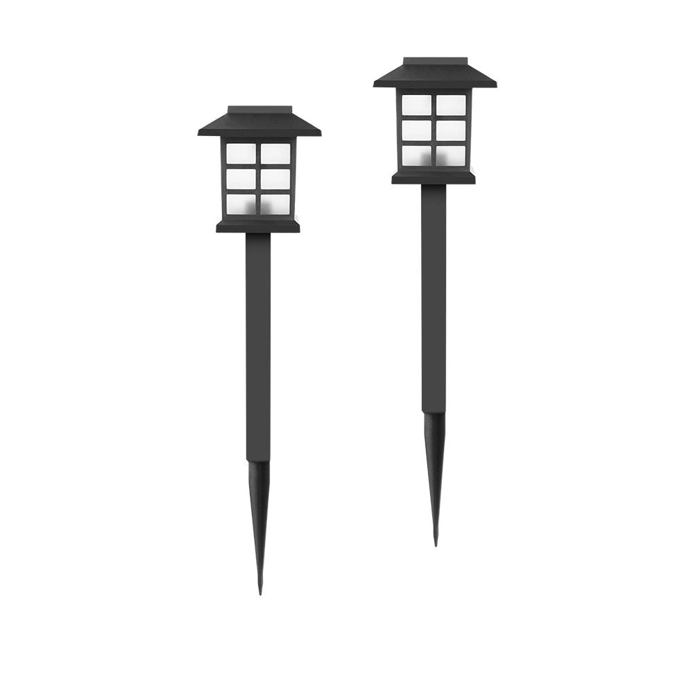 Set 2 Lampi Solare Led Pentru Gradina, Tip Felinar cu Senzor de Lumina si Protectie IP65, Material PVC, Inaltime 38 cm, Lumina Alba Calda, Negru/Alb