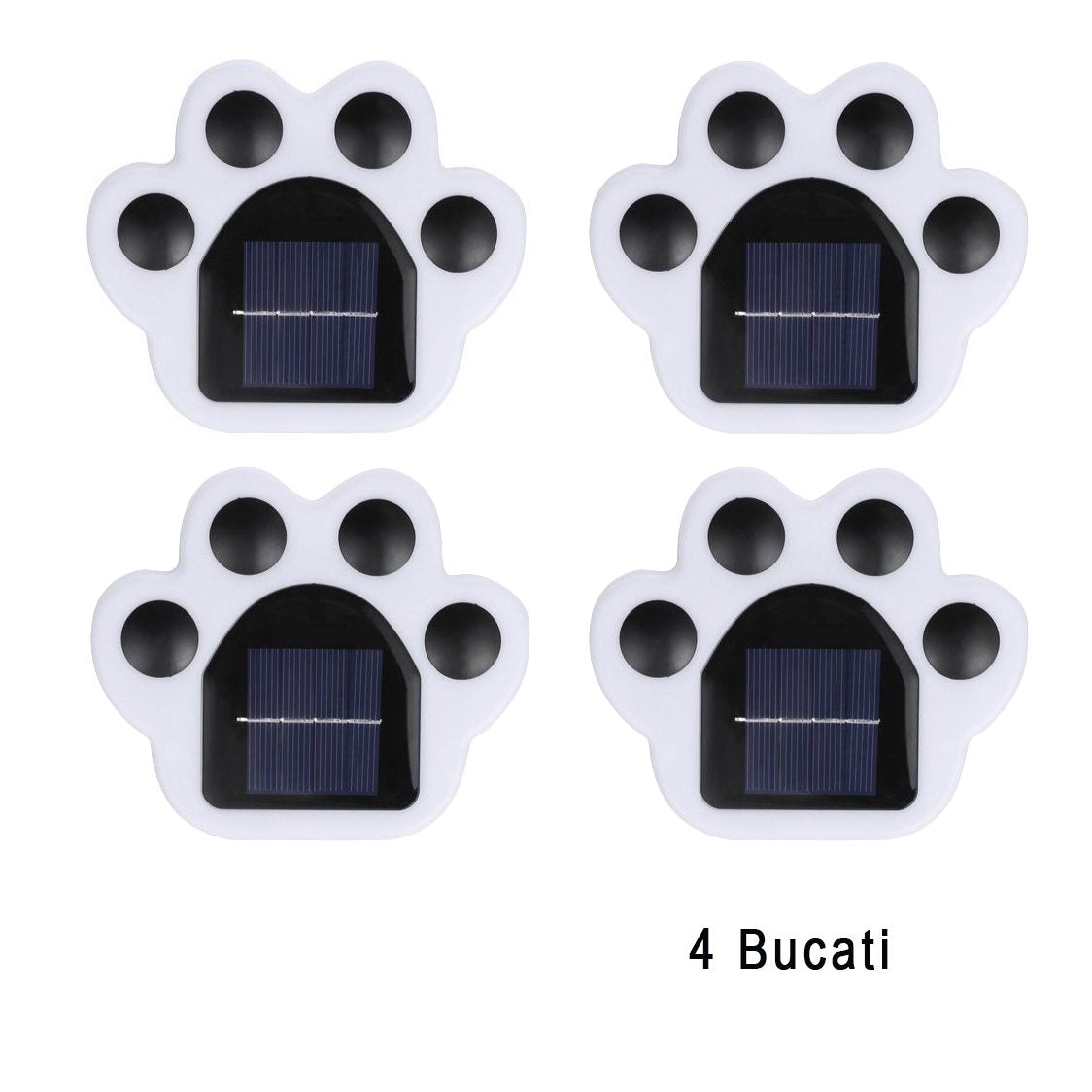 Set 4 Lampi Solare LED pentru Gradina, Model Laba de Urs, Rezistenta Apa IP65, Autonomie 12h, ABS, Multicolor, Negru/Alb, 14 x 13 x 3 cm
