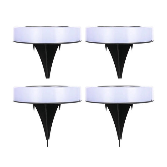 Lampi Solare Gradina LED, Model Circular cu Senzor de Lumina si Protectie IP65, Iluminare Decorativa Terasa, ABS, 10.5 x 2.4 cm, Set 4 Bucati, Multicolor, Negru/Alb