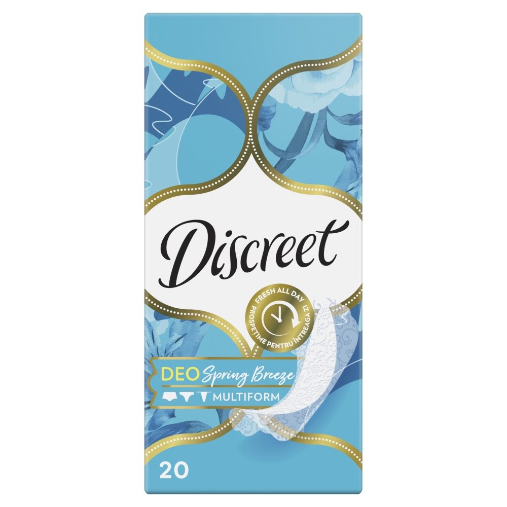 Absorbante Zilnice Discreet Deo Spring Breeze, Captușeală de Pantiliner Parfumată, Grosime Subtire, 20 Bucăți
