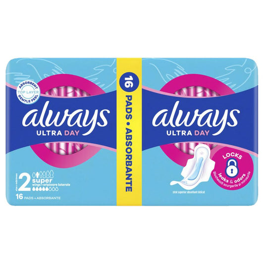 Always Ultra Super Plus, Absorbante Igienice cu Aripi, Protectie si Confort, Marimea 3, 16 Bucati