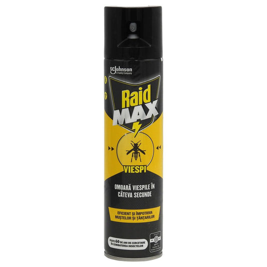 Spray Insecticid Raid Max, Jet Puternic Impotriva Viespilor si Cuiburilor, Actiune Imediata, Aerosol, 400 ml
