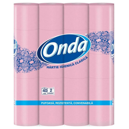 Onda Hartie Igienica Clasica, Rola Alba, Textura Gofrata, 2 Straturi, 40 Role
