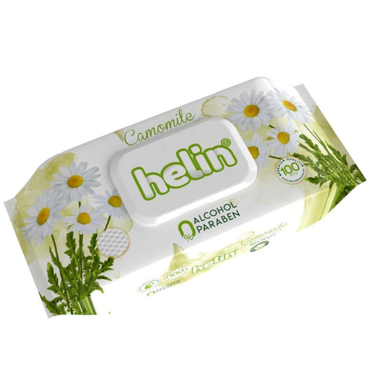 Helin Șervețele Umede pentru Copii, Extract de Mușețel, Curățare și Hidratare, Material Textil Moale, Pachet 100 Bucăți