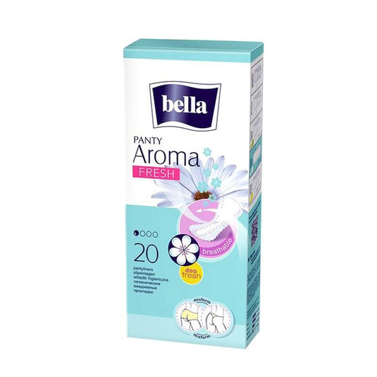 Bella Panty Aroma Fresh, Absorbante Zilnice Parfumate, Forma Anatomica, Grad de Absorbție 2 Picături, 20 Bucăți