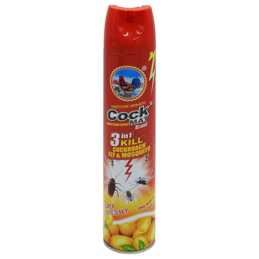 Cock Mat Insecticid Universal, Spray Impotriva Insectelor Taratoare si Zburatoare, Formula cu Parfum de Lamaie, 400 ml