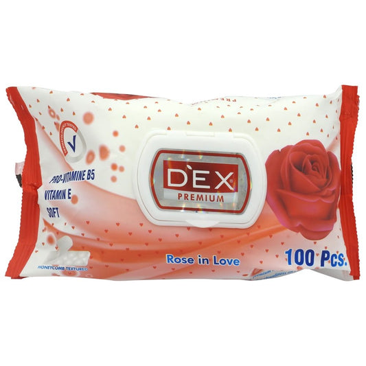 Șervețele Umede Dex Rose Love, Curățare și Hidratare, Pachet cu Capac, Parfum de Trandafir, 100 Bucăți