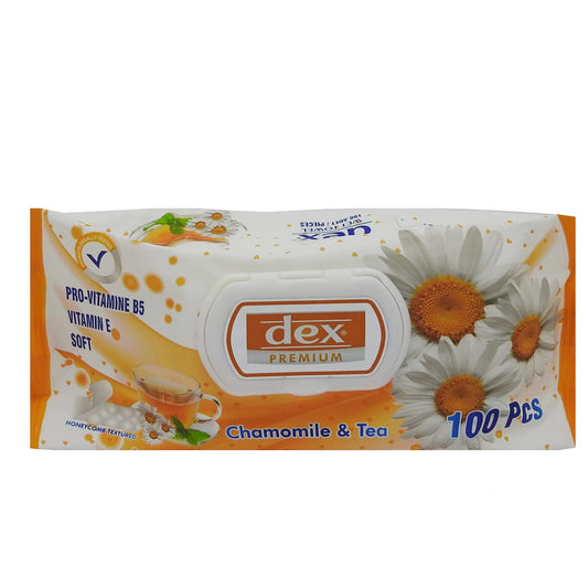 Șervețele Umede Dex, Mușețel și Ceai, Textură Moale, Curățare și Hidratare, Pachet 100 Bucăți