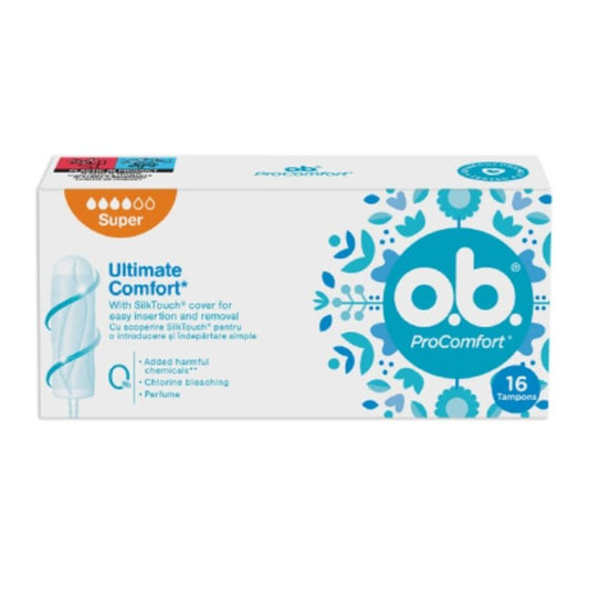 O.B. ProComfort Super, Tampoane Interne cu Tehnologie Dynamic Fit, Bumbac, 16 Bucati