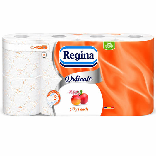Regina Hartie Igienica Aromata, 3 Straturi Premium, Celuloza 100% Pura, Moale si Rezistenta, 8 Role, Alba