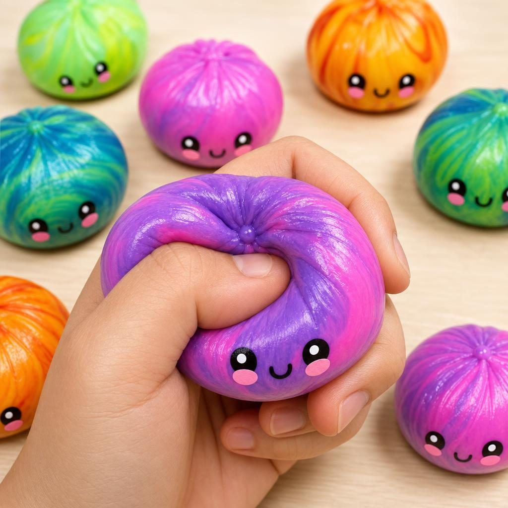 Mishos Bun Bun Jucarie Squishy Antistres, Design Briosa Kawaii, Spuma PU, Set 16 Bucati, Culori Mix Surpriza