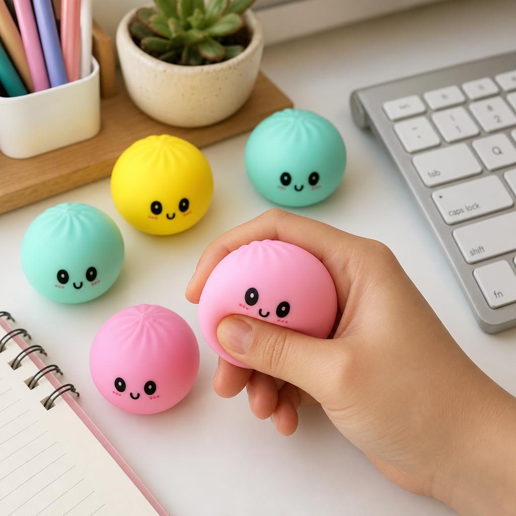 NeeDoh Jucarie Squishy Antistres, Design Kawaii Fata Zambitoare, Silicon, 5.5 cm, Mix Culori
