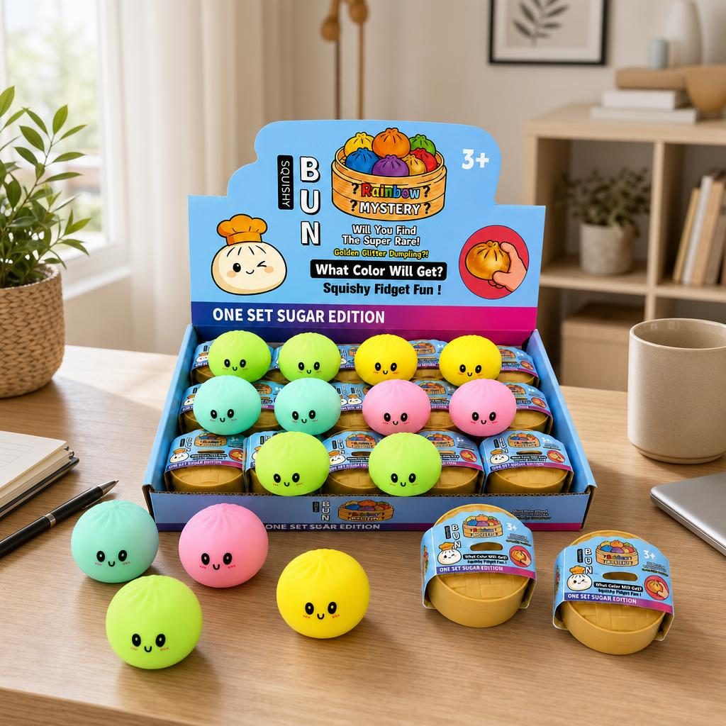 NeeDoh Jucarie Squishy Antistres, Design Kawaii Fata Zambitoare, Silicon, 5.5 cm, Mix Culori
