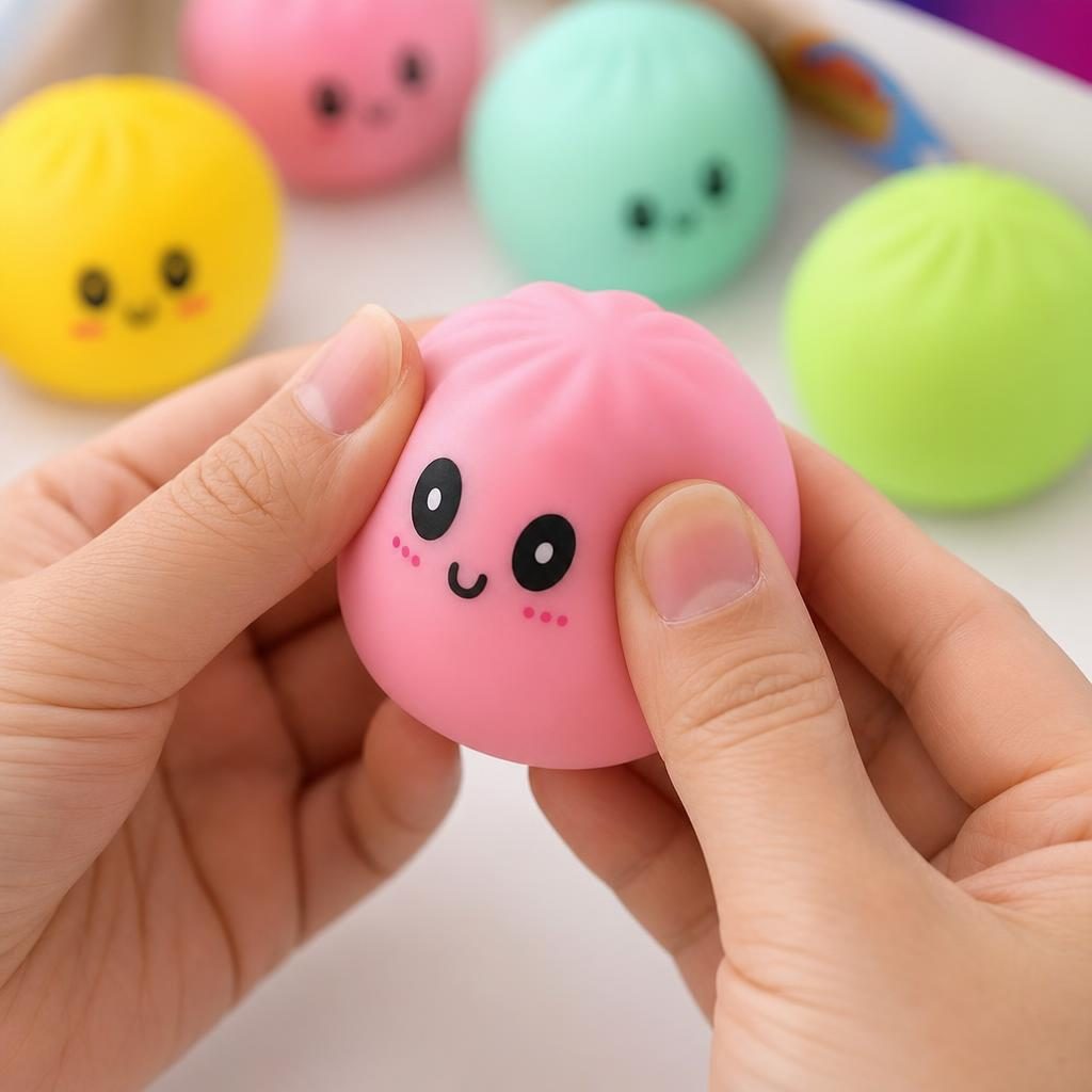 NeeDoh Jucarie Squishy Antistres, Design Kawaii Fata Zambitoare, Silicon, 5.5 cm, Mix Culori