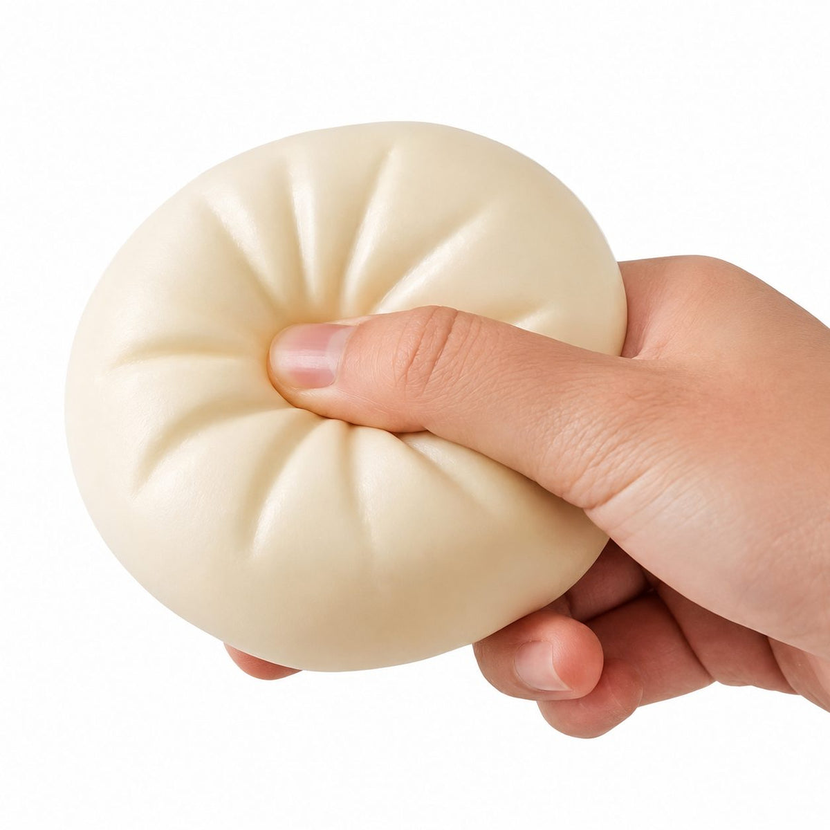 Jucarie Antistres Squishy, Model Chifla Aburita Kawaii, Revenire Lenta, Spuma Poliuretanica, 10 x 10 cm, Bej