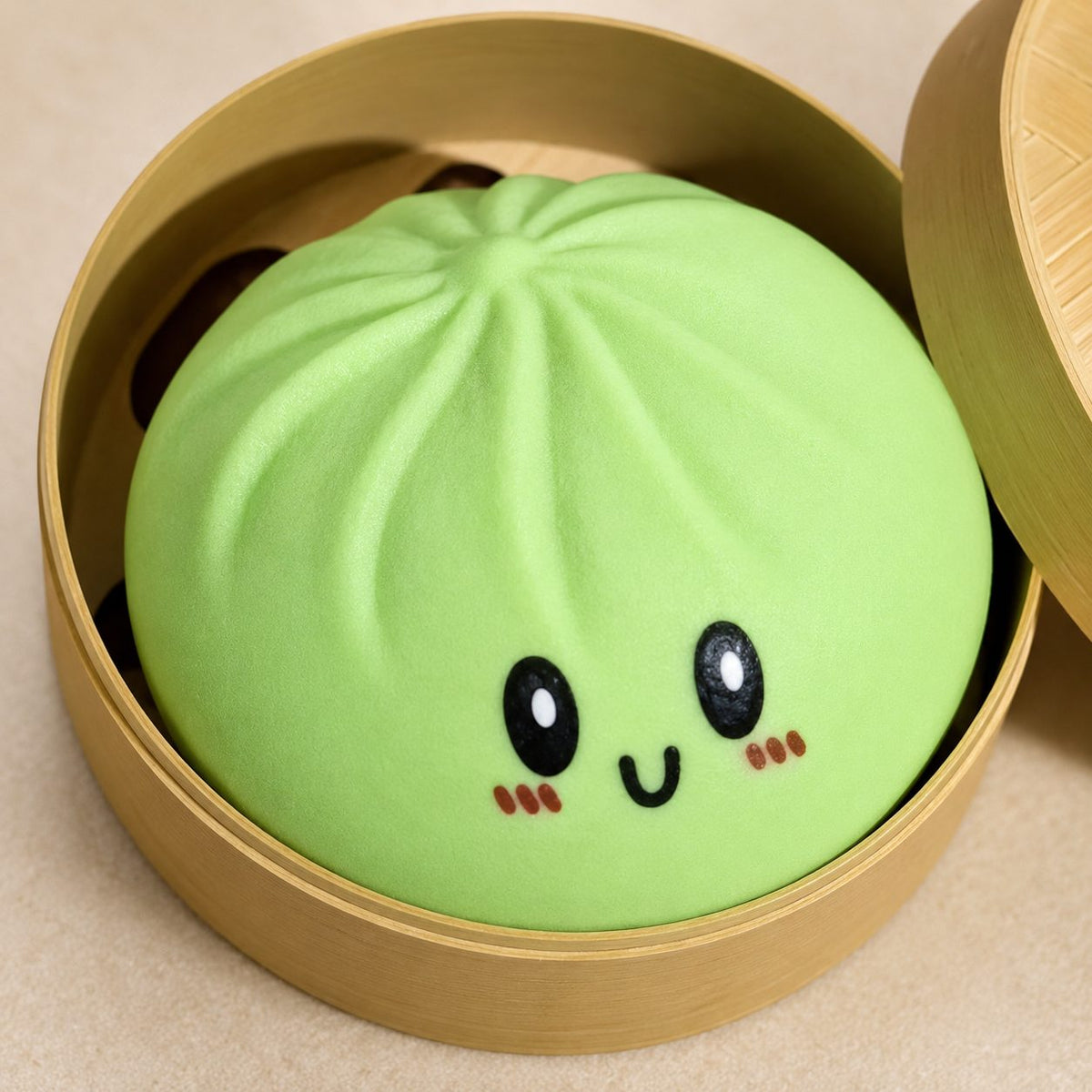 Jucarie Antistres Dumpling, Squishy Bao Bun cu Revenire Lenta, TPR Premium, 8.5 cm, Verde